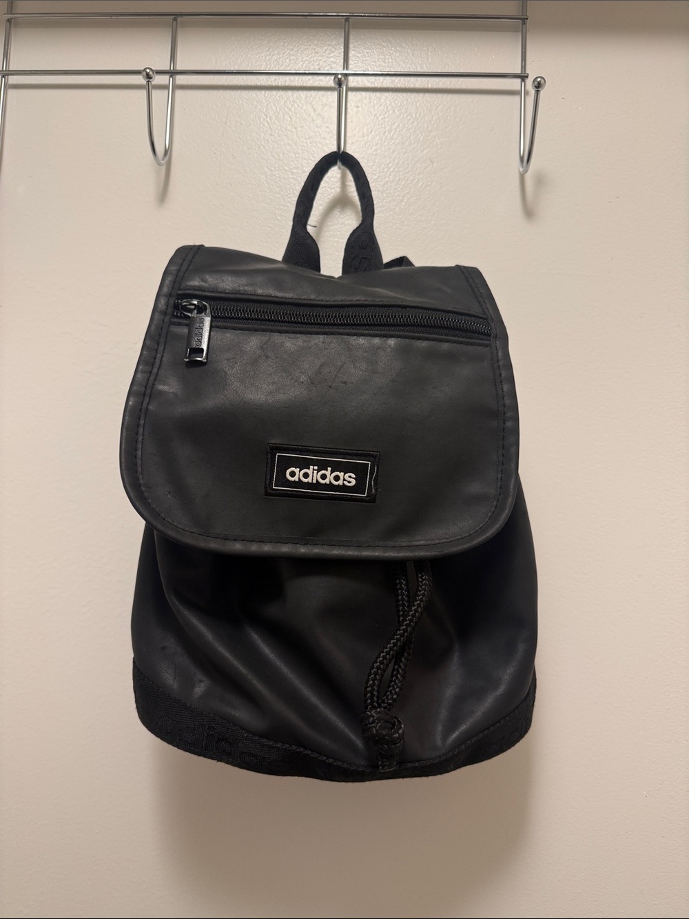 Adidas Three Stripe Life Drawstring Adjustable Strap Small Backpack Black